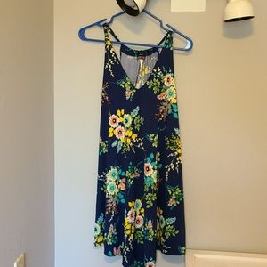 Flowers Spaghetti Strap Tunic Dress
